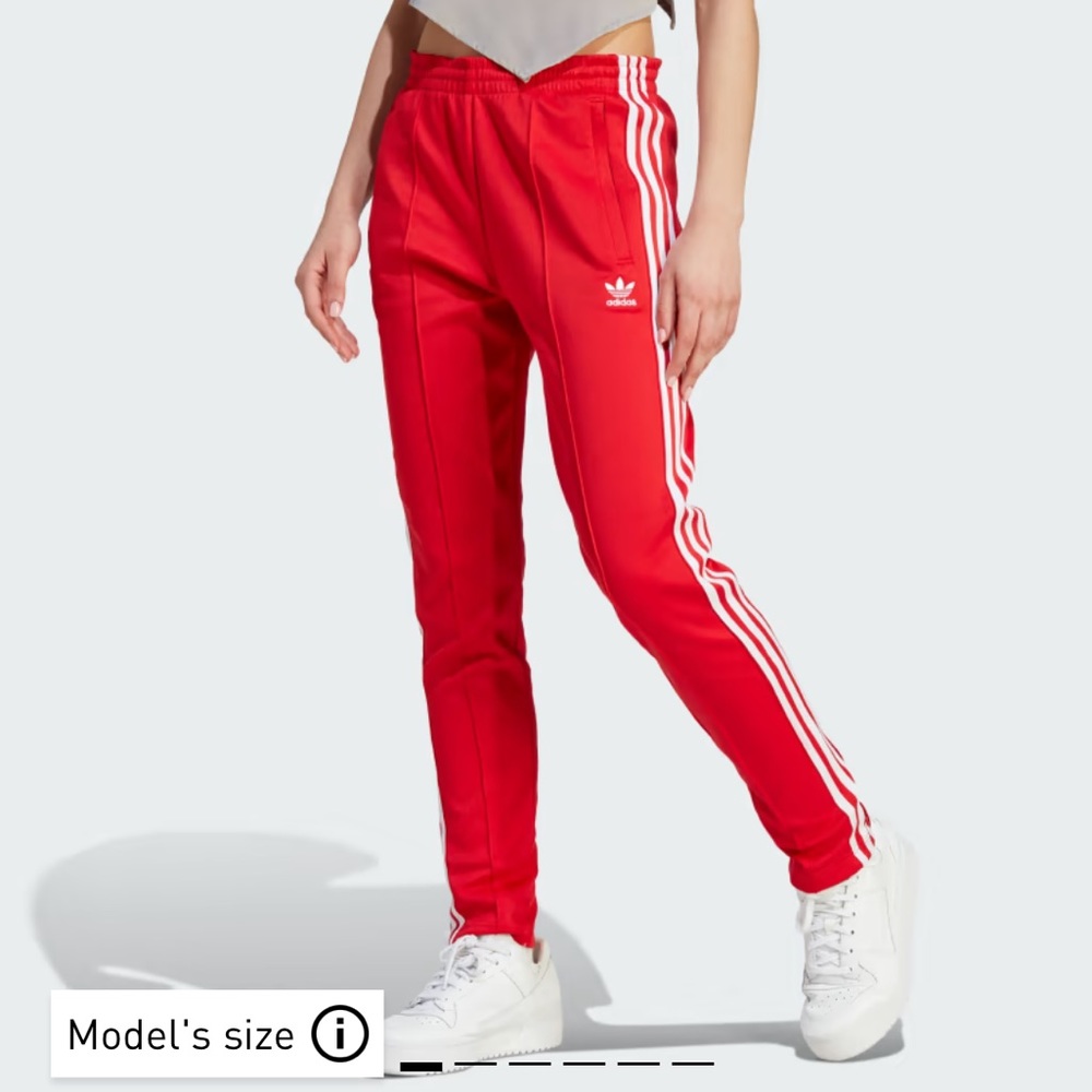 Adidas Red Track Pants with White Stripes